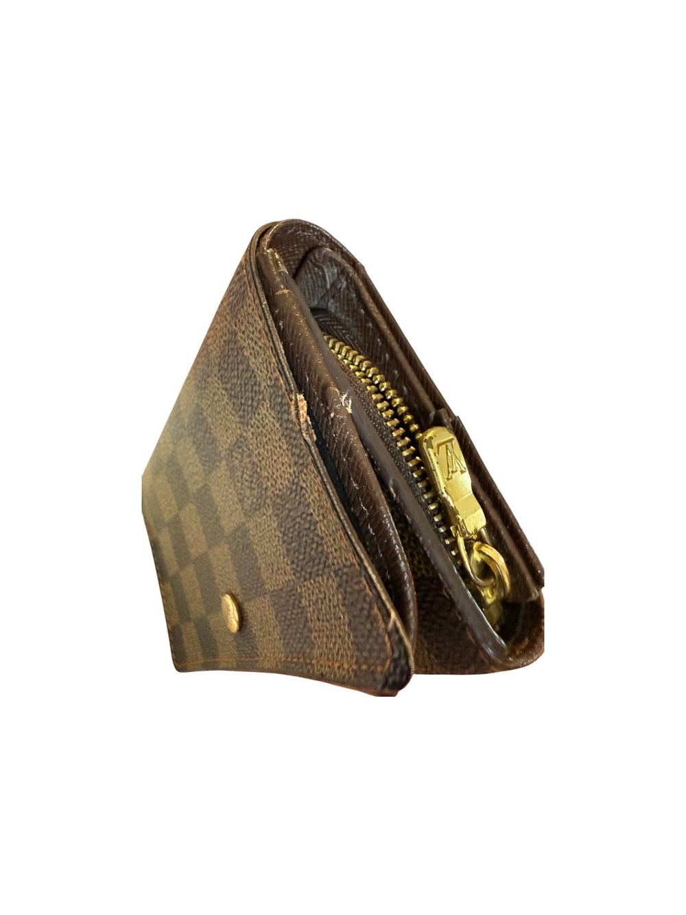 Louis Vuitton Brown Damier Ebene Compact Wallet with Gold-Tone Snap - Picture 4 of 13